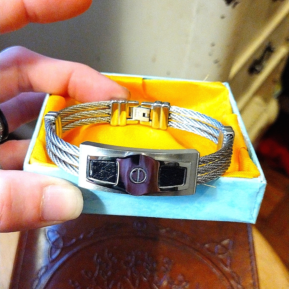 Brand New Men's Stainless Steel Silver and Black Bracelet